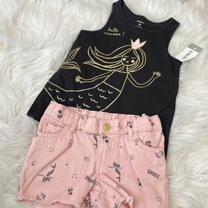 Carters set - tank / coordinating mermaid theme shorts